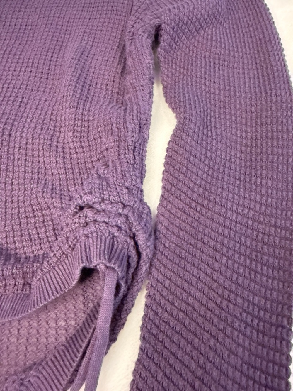 Express Purple Side-Cinch Textured Knit Sweater - perfect for summer nights - Picture 3 of 6